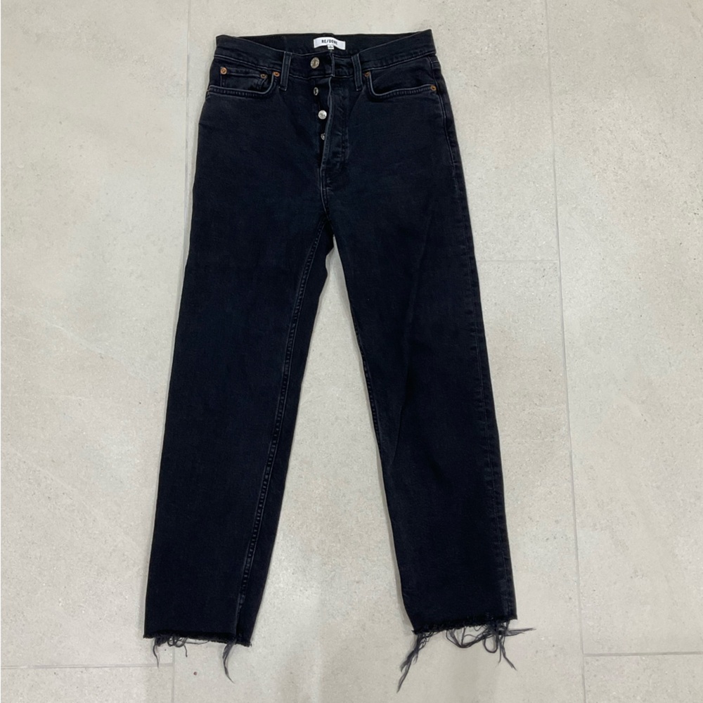 Re/Done 70s Stove Pipe High-Rise Stretch Crop Jeans